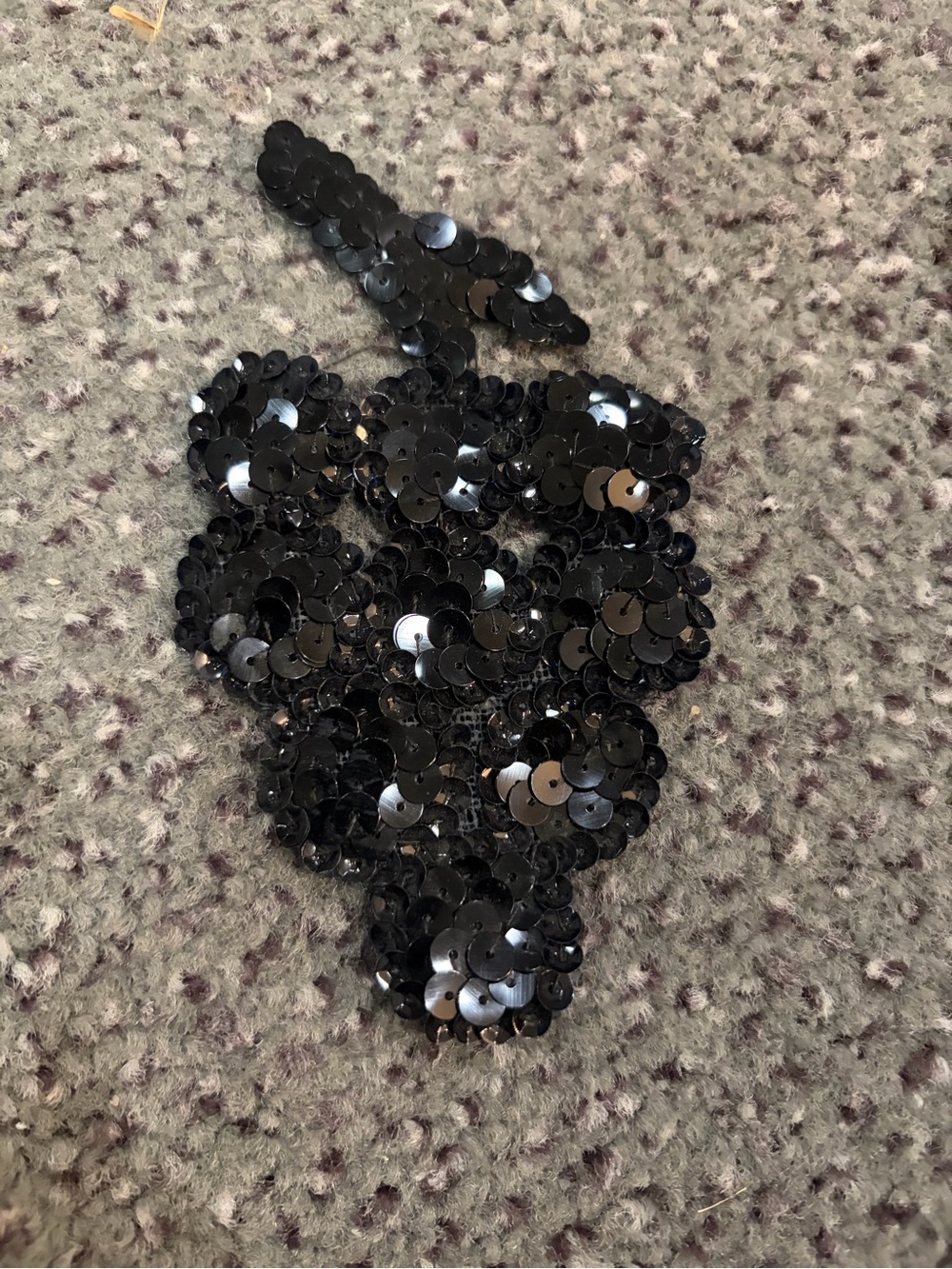 Black Sequin Fruit Appliqué Patch for Women